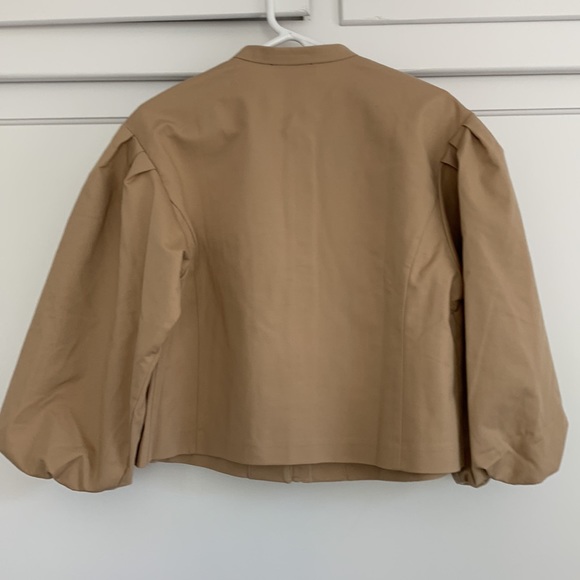 Halogen tan zip front cropped jacket - Picture 3 of 5